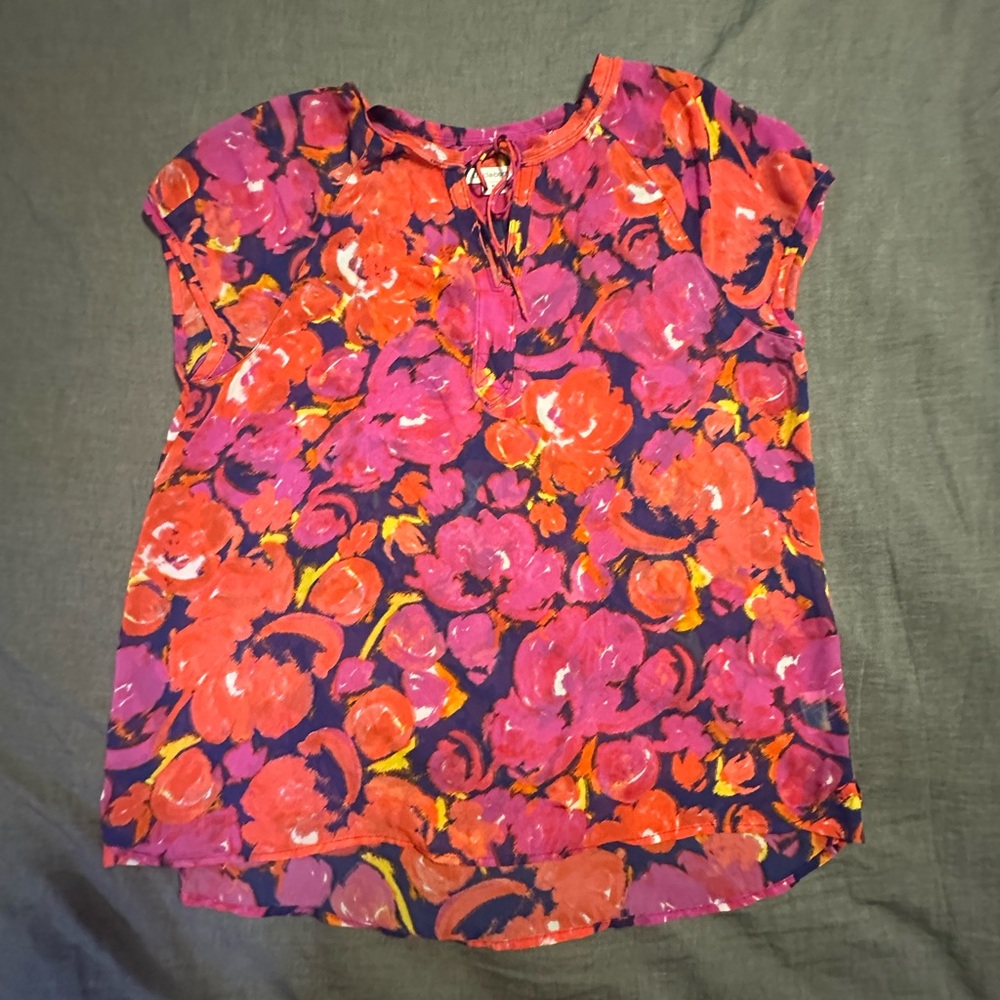 Liz Claiborne Floral Blouse - Red and Purple